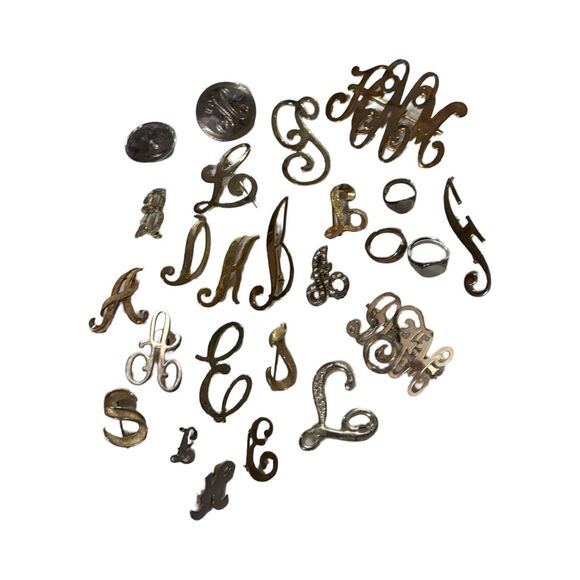 MCM Various Cursive Monogram Letters Initials Vintage Jewelry Lot  Brooches Pins - Picture 1 of 16